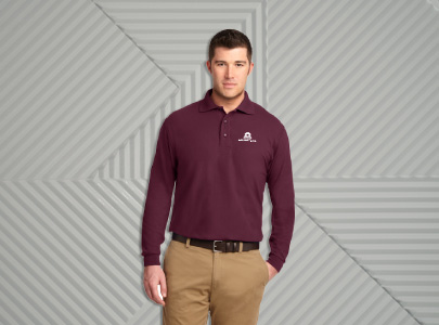 Custom imprinted Long Sleeve Polo for Anchorage, AK with a local business logo